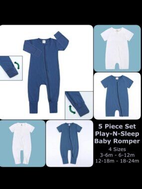 5pcs Lot Baby Romper Bodysuit Cotton Long Short Sleeve Mittens Footed Double Zip